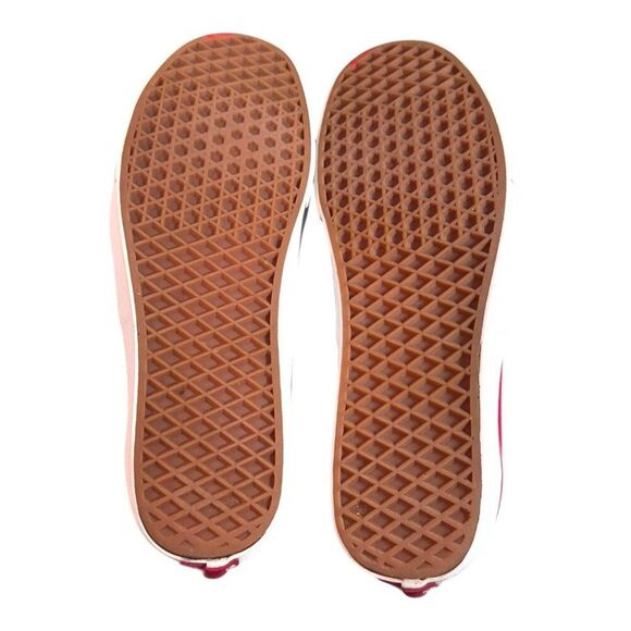 Vans Off The Wall Mens US 12 Red Canvas Lace-Up Sneakers Classic White Soles SEE - Picture 3 of 16